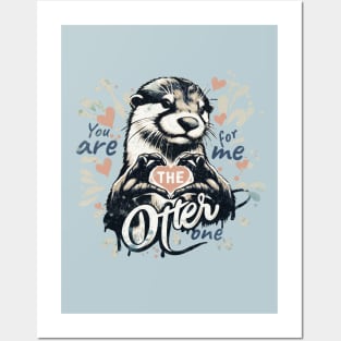 Adorable otter and sweet red heart, You are the otter one for me, animal in love, love quote Posters and Art